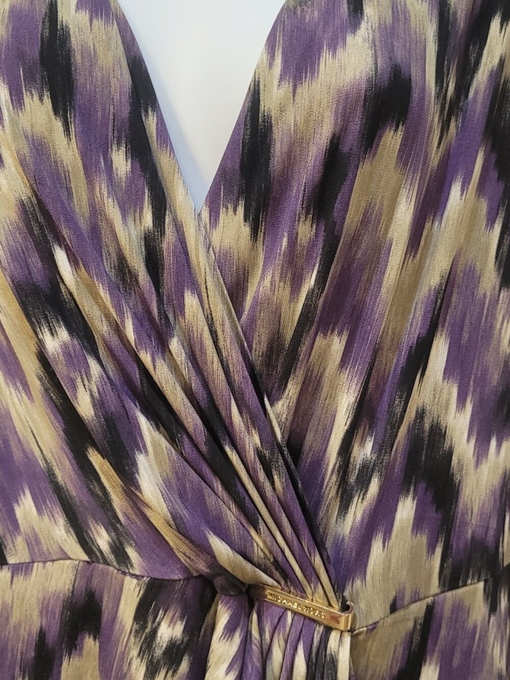 Michal Kors Purple Abstract Patterned Dress , Size L - Picture 2 of 7